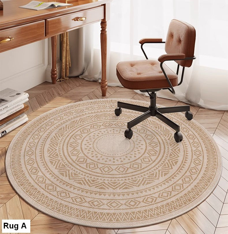 Modern Round Rugs for Bedroom, Circular Modern Rugs under Dining Room Table, Contemporary Round Rugs, Geometric Modern Rug Ideas for Living Room-Art Painting Canvas