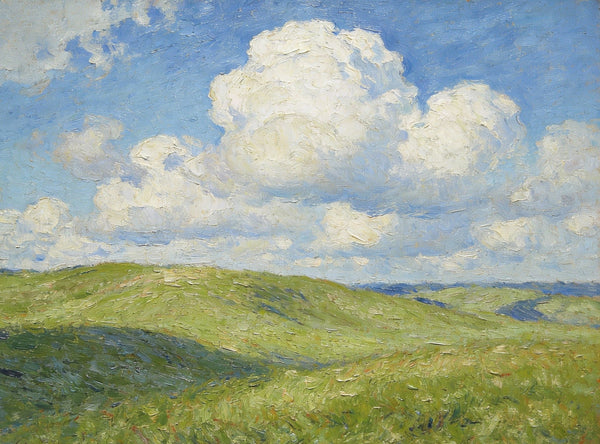 Small Wall Paintings, Grassland Under a Blue and White Sky, Landscape Canvas Paintings, On Canvas Small Paintings, Hand Painted Canvas Art, Original Artwork Landscape Paintings-Art Painting Canvas