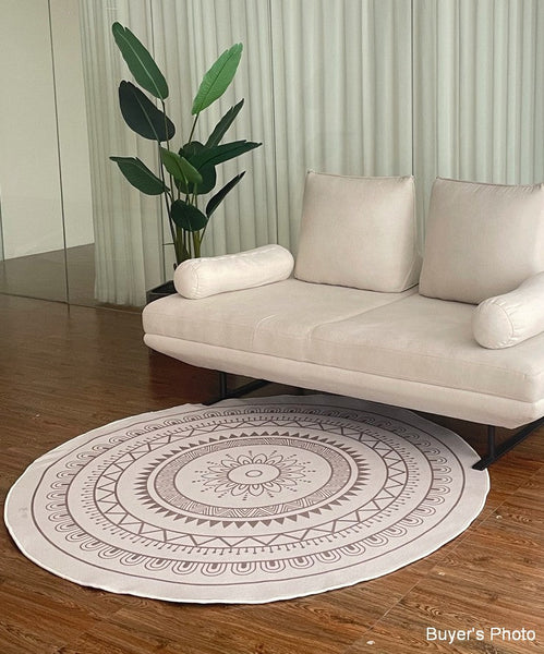 Circular Modern Rugs for Bedroom, Modern Rugs for Dining Room, Contemporary Round Rugs, Geometric Modern Rug Ideas for Living Room-Art Painting Canvas