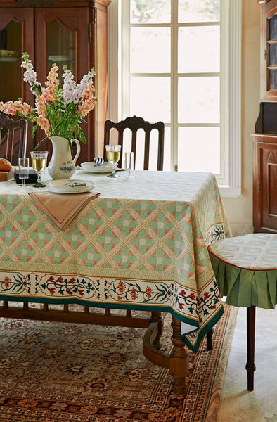 Rectangle Tablecloth for Dining Room Table, British Mid Century Fiberflax Tablecloth, Square Tablecloth for Coffee Table, Farmhouse Table Cloth, Wedding Tablecloth, Waterproof Tablecloth-Art Painting Canvas