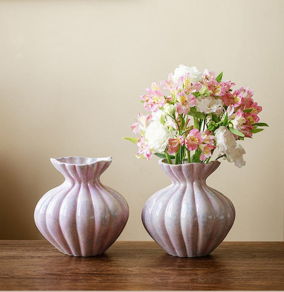 Handmade Water Holding Flower Vases, Porcelain Flower Vases, Modern Flower Vase Centerpiece on Table, Ceramic Bouquet Vases-Art Painting Canvas