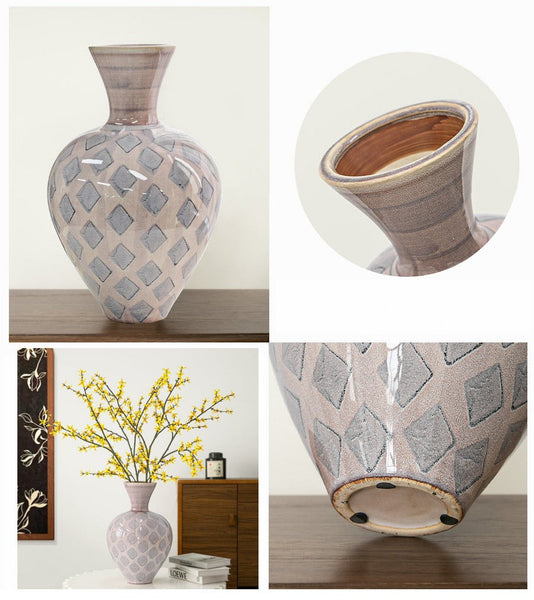 Contemporary Vases for Modern Home Decor, Porcelain Flower Vases, Flower Vases on Table, Ceramic Bouquet Vases, Dining Table Centerpiece-Art Painting Canvas