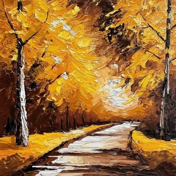 Heavy Texture Canvas Art, Small Palette Knife Oil Paintings, Easy Landscape Painting Ideas, Simple Small Canvas Paintings, Autumn Forest Tree Painting, Small Landscape Painting-Art Painting Canvas