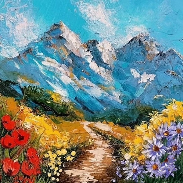 Original Small Landscape Paintings, Heavy Texture Canvas Art, Mountain Landscape Painting, Small Canvas Paintings, Easy Landscape Painting Ideas, Simple Small Canvas Paintings-Art Painting Canvas