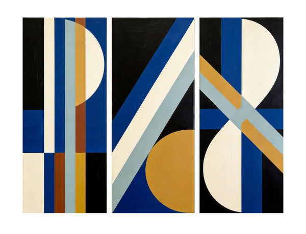 Multi Panel Canvas Art, Oversized Group Paintings, Geometric Abstract Paintings, Modern Paintings for Mid Century Living Room-Art Painting Canvas