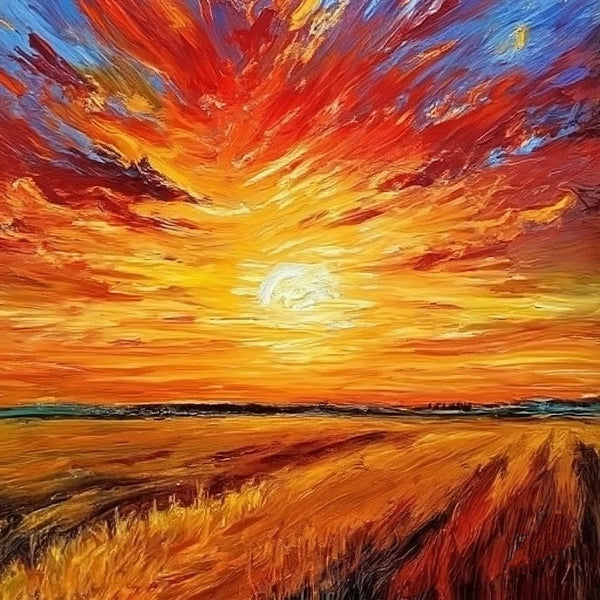 Simple Small Canvas Paintings, Sunset Landscape Painting, Original Small Landscape Paintings, Heavy Texture Acrylic Artwork, Easy Landscape Painting Ideas for Home Decor-Art Painting Canvas