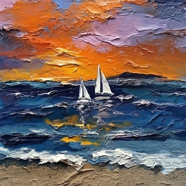 Simple Small Canvas Paintings, Sail Boat at Sea Painting, Hand Painted Canvas Art, Easy Seascape Painting Ideas, Small Landscape Painting-Art Painting Canvas