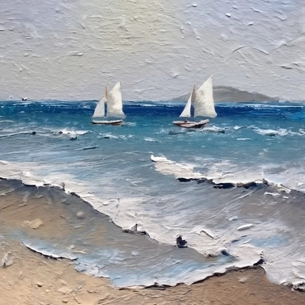 Hand Painted Canvas Art, Simple Small Canvas Paintings, Sail Boat at Sea Painting, Easy Seascape Painting Ideas, Small Landscape Painting-Art Painting Canvas