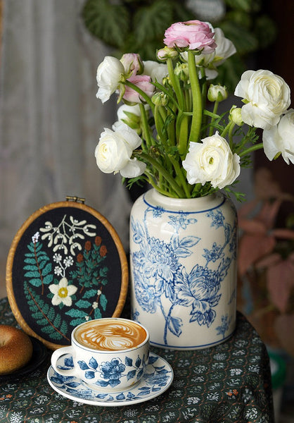 Traditional Tea Cup Set, Porcelain Tea Cups, Floral Tea Cup Set, Classic British Tea Cups, Elegant Tea Cup With Saucer, Ceramic Tea Cup with Saucer, Tea Cup Set, Vintage Tea Cup Set, Modern Ceramic Cups-Art Painting Canvas