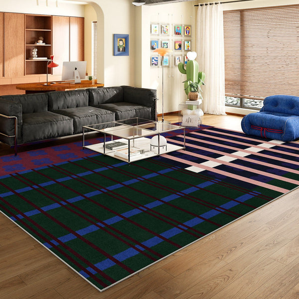 Contemporary Modern Rugs for Dining Room, Bedroom Modern Floor Carpet, Blue Modern Rug Designs, Living Room Rug Ideas, Mid Century Modern Rugs-Art Painting Canvas