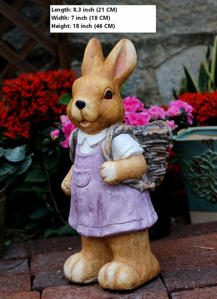 Garden Animal Statues, Large Garden Statues, Large Rabbit Statue for Garden, Bunny Flower Pot, Garden Ornament, Gardening Decoration Ideas-Art Painting Canvas