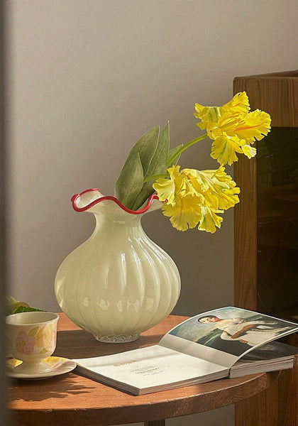 French Vintage Glass Flower Vases, Glass Bud Vases, Flower Vases on Table, Handmade Water Holding Flower Vases-Art Painting Canvas