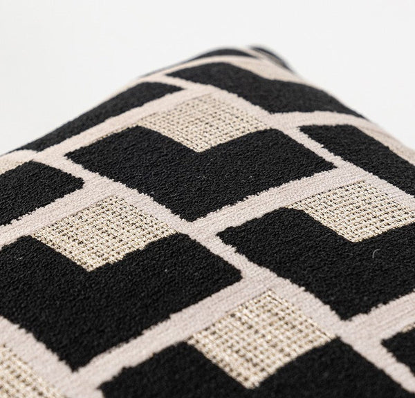Black Chequer Modern Sofa Throw Pillows, Abstract Contemporary Throw Pillow for Living Room, Large Decorative Throw Pillows for Couch-Art Painting Canvas