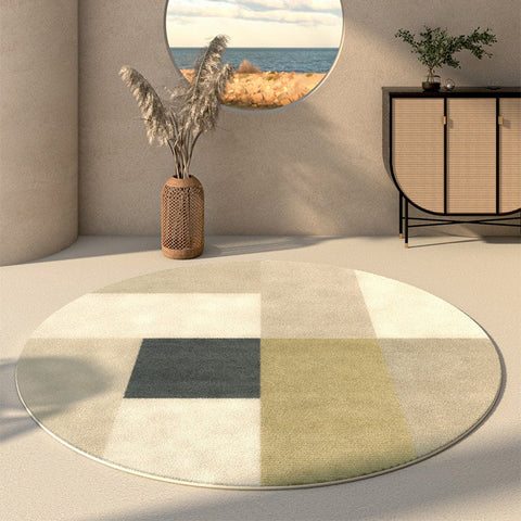 Large Floor Carpets for Dining Room, Modern Round Carpets for Living Room, Round Rugs Next to Bed, Bathroom Modern Rugs, Entryway Circular Rugs-Art Painting Canvas
