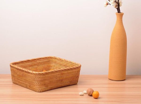 Rectangular Storage Baskets for Pantry, Small Rattan Kitchen Storage Basket, Storage Baskets for Shelves, Woven Storage Baksets-Art Painting Canvas