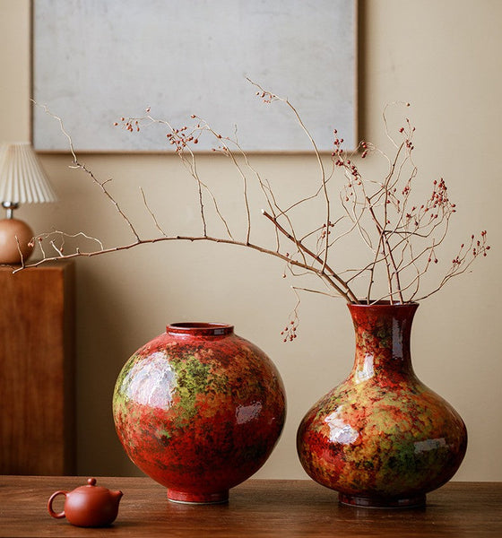 Handmade Water Holding Flower Vases, Large Pottery Flower Vases, Modern Bouquet Flower Vases, Centerpiece on Dining Table, Flower Vase on Table-Art Painting Canvas