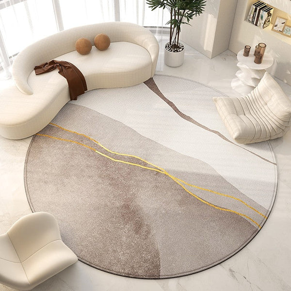 Unique Modern Rugs for Living Room, Geometric Round Rugs for Dining Room, Contemporary Modern Area Rugs for Bedroom, Circular Modern Rugs under Chairs