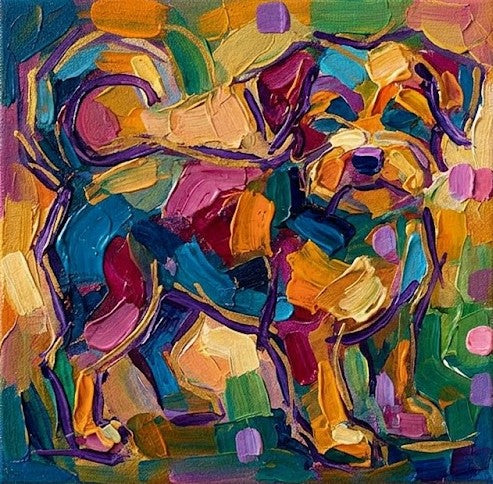 Original Acrylic Paintings, Small Art on Canvas, Abstract Pet Portrait Painting, Hand Painted Canvas Art, Abstract Terrier Dog Portrait, Impasto Artwork, Heavy Texture Painting-Art Painting Canvas