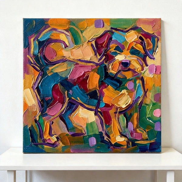 Original Acrylic Paintings, Small Art on Canvas, Abstract Pet Portrait Painting, Hand Painted Canvas Art, Abstract Terrier Dog Portrait, Impasto Artwork, Heavy Texture Painting-Art Painting Canvas