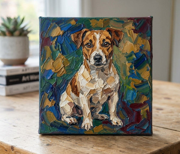 Original Acrylic Paintings, Abstract Golden Retriever Dog Portrait, Abstract Pet Portrait Painting, Hand Painted Canvas Art, Impasto Artwork, Heavy Texture Painting, Small Art on Canvas-Art Painting Canvas