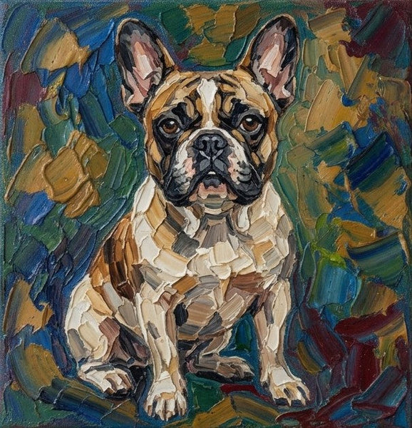 French Bulldog Dog Portrait, Hand Painted Canvas Art, Impasto Artwork, Abstract Pet Portrait Painting, Original Acrylic Paintings, Heavy Texture Painting, Small Art on Canvas