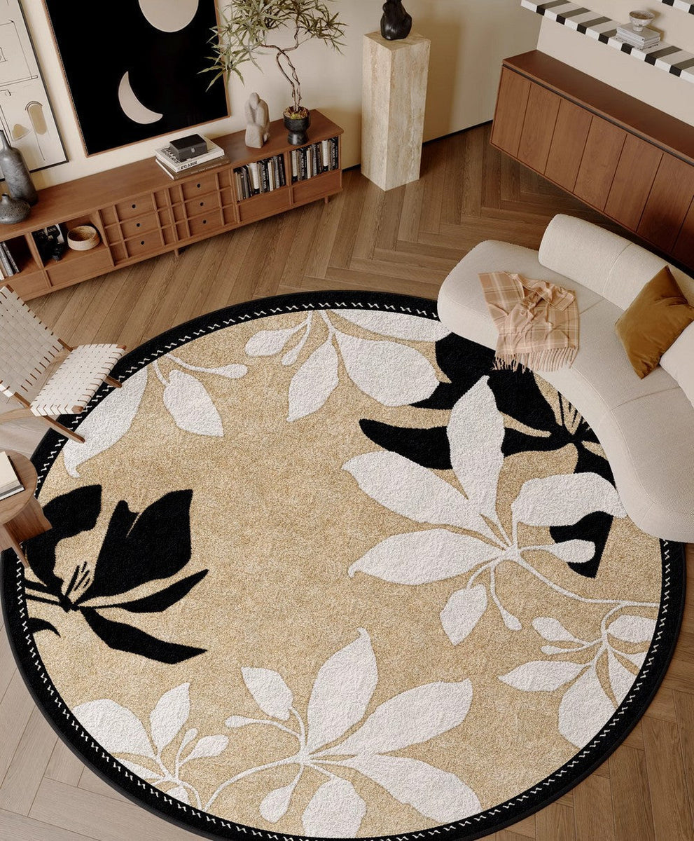 Contemporary Modern Rugs, Flower Pattern Circular Modern Rugs under Ch ...
