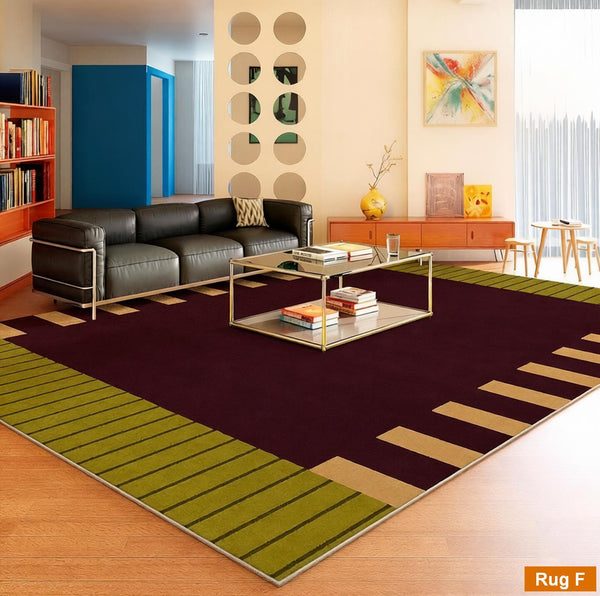 Living Room Contemporary Modern Rugs, Geometric Modern Rugs, Modern Carpets under Coffee Table, Colorful Modern Rugs for Bedroom-Art Painting Canvas