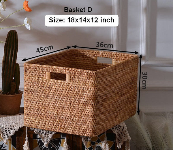 Extra Large Rectangular Storage Basket, Large Storage Baskets for Clothes, Woven Rattan Storage Basket for Shelves, Storage Baskets for Kitchen-Art Painting Canvas