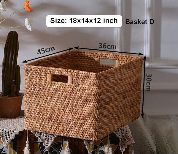 Storage Basket for Shelves, Woven Storage Basket for Toys, Rattan Storage Basket for Clothes, Large Rectangular Storage Basket, Storage Baskets for Bedroom-Art Painting Canvas