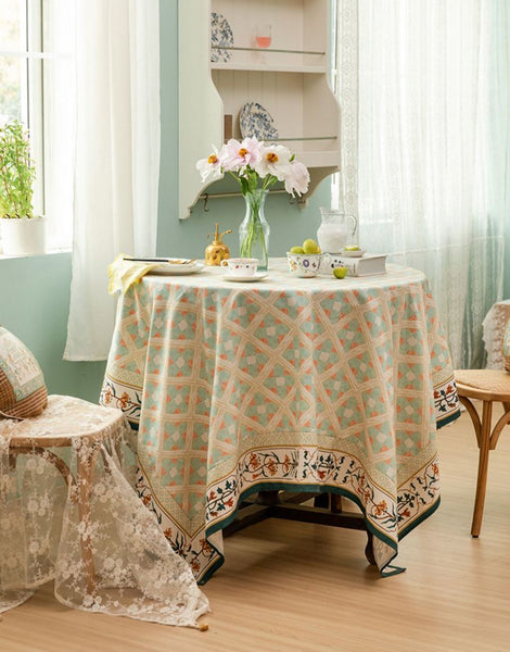 Rectangle Tablecloth for Dining Room Table, British Mid Century Fiberflax Tablecloth, Square Tablecloth for Coffee Table, Farmhouse Table Cloth, Wedding Tablecloth, Waterproof Tablecloth-Art Painting Canvas