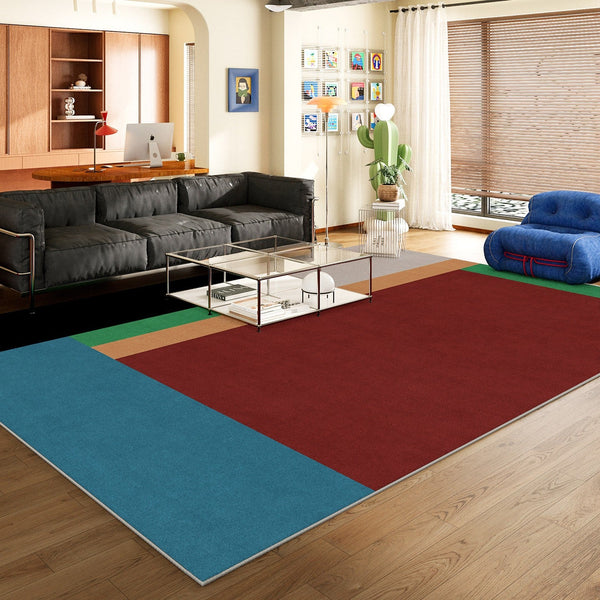 Living Room Rug Ideas, Mid Century Modern Rugs, Contemporary Modern Rugs for Dining Room, Bedroom Modern Floor Carpet, Blue Modern Rug Designs-Art Painting Canvas