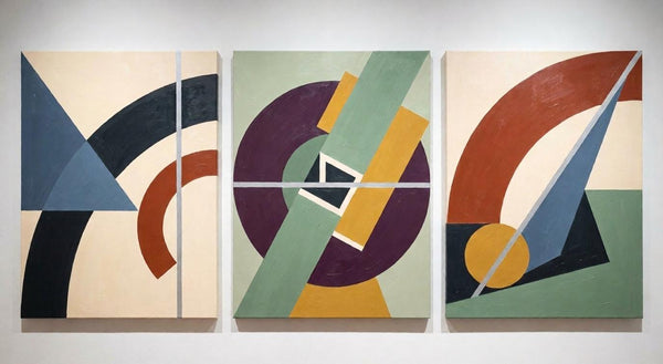 Abstract Geometric Art, Modern Paintings for Mid Century Living Room, Multi Panel Canvas Paintings-Art Painting Canvas