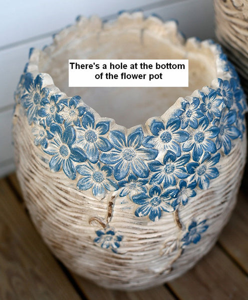 Extra Large Garden Flower Planters, Oversized Garden Flower Pot, Garden Ornaments, Large Resin Gardern Flower Planter, Modern Outdoor Garden Flower Pots-Art Painting Canvas