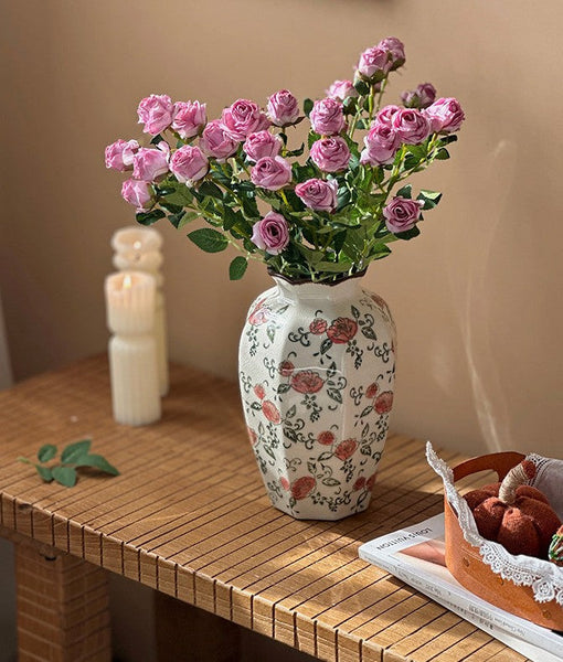 Rustic Porcelain Flower Vases, Handmade Water Holding Flower Vases, Ceramic Bouquet Vases, Tall Flower Vases on Table-Art Painting Canvas