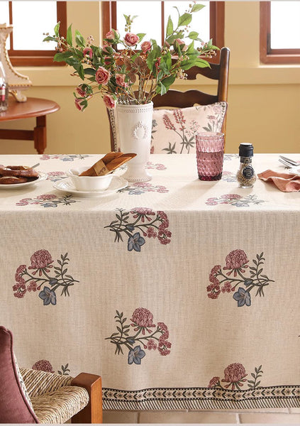 Rectangle Tablecloth for Dining Table, Beautiful Large Modern Tablecloth, Spring Flower Rustic Table Cover, Square Linen Tablecloth for Coffee Table-Art Painting Canvas