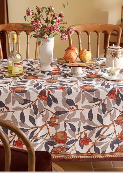 Hawthorn Tablecloth for Round Table, Modern Kitchen Table Cover, Linen Table Cover for Dining Room Table, Simple Modern Rectangle Tablecloth Ideas for Oval Table-Art Painting Canvas