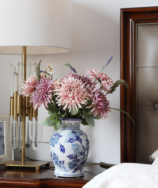 Handmade Flower Vase, Vintage Flower Vases on Dining Table, Porcelain Flower Vases, Centerpiece Ceramic Bouquet Vases-Art Painting Canvas