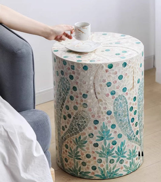 Contemporary Small Sofa Side Table, Portable Casual Side Table, Creative Coffee Table, Shell Small Side Table, Unique Small End Table-Art Painting Canvas