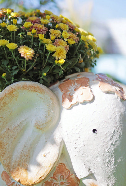 Oversized Modern Garden Flower Pot, Extra Large Elephant Garden Flowerpots, Animal Statue for Garden Ornaments, Resin Statue for Garden, Villa Outdoor Garden Flower Pots-Art Painting Canvas