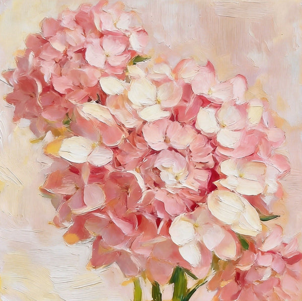 Small Canvas Artwork, Pink Hydrangeas in Full Bloom, Hand Painted Canvas Art, Still Life Painting, Original Flower Paintings, Buy Small Artwork Online-Art Painting Canvas