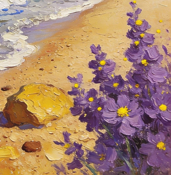 Original Small Paintings on Canvas, Seashore Beach, Small Landscape Paintings, Small Paintings on Canvas, Hand Painted Canvas Art, Palette Knife Impasto Paintings-Art Painting Canvas
