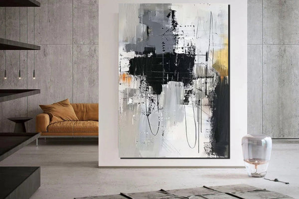 Large Paintings Behind Sofa, Large Painting for Living Room, Acrylic Paintings on Canvas, Heavy Texture Painting, Buy Paintings Online-Art Painting Canvas