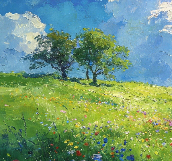 Clouds Over Verdant Hills, On Canvas Small Paintings, Hand Painted Canvas Art, Original Wall Art Paintings, Original Artwork Small Paintings, Small Landscape Paintings-Art Painting Canvas