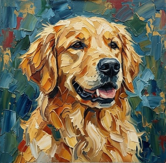Heavy Texture Painting, Golden Retriever Dog Portrait, Abstract Pet Portrait Painting, Original Acrylic Paintings, Impasto Artwork, Small Art on Canvas, Hand Painted Canvas Art-Art Painting Canvas