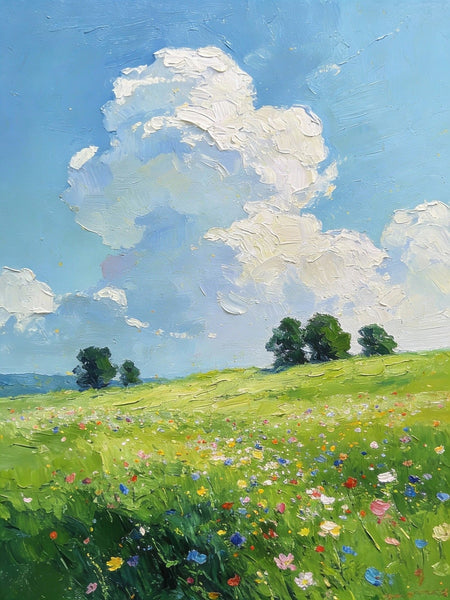 Small Wall Paintings, Green Hills and Blue Sky, Original Small Paintings, Small Oil Paintings, Landscape Artwork Small Paintings-Art Painting Canvas