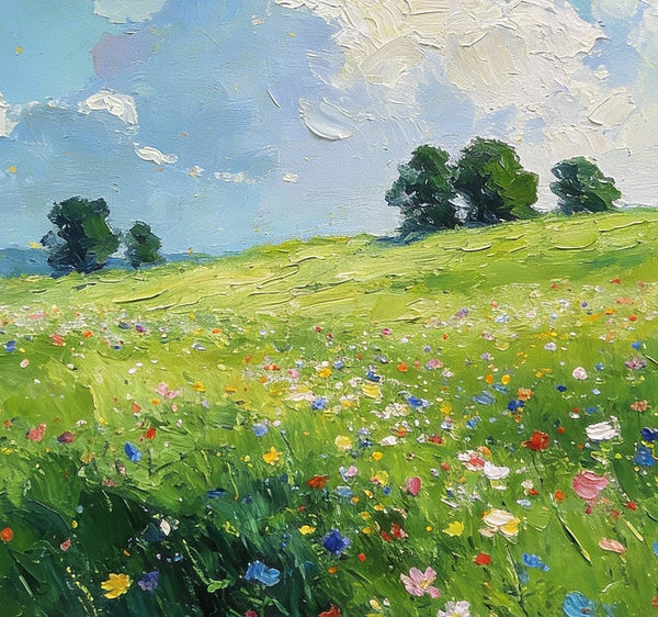 Small Wall Paintings, Green Hills and Blue Sky, Original Small Paintings, Small Oil Paintings, Landscape Artwork Small Paintings-Art Painting Canvas