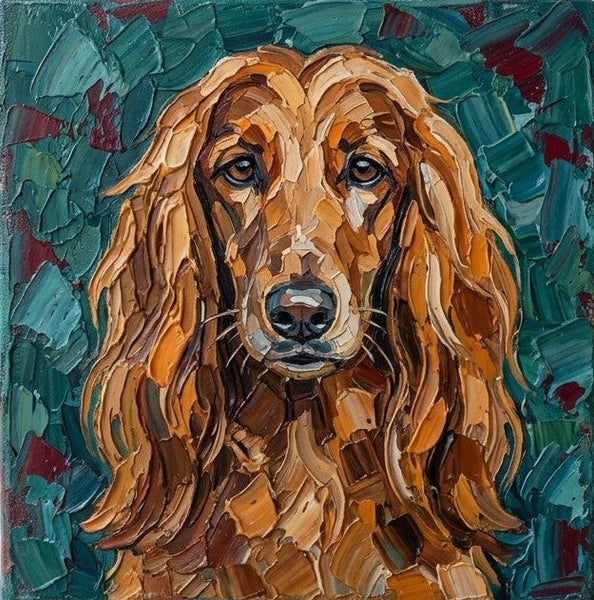 Hand Painted Canvas Art, Afghan Hound Dog Portrait, Abstract Pet Portrait Painting, Impasto Artwork, Heavy Texture Painting, Small Acrylic Paintings, Original Small Paintings-Art Painting Canvas