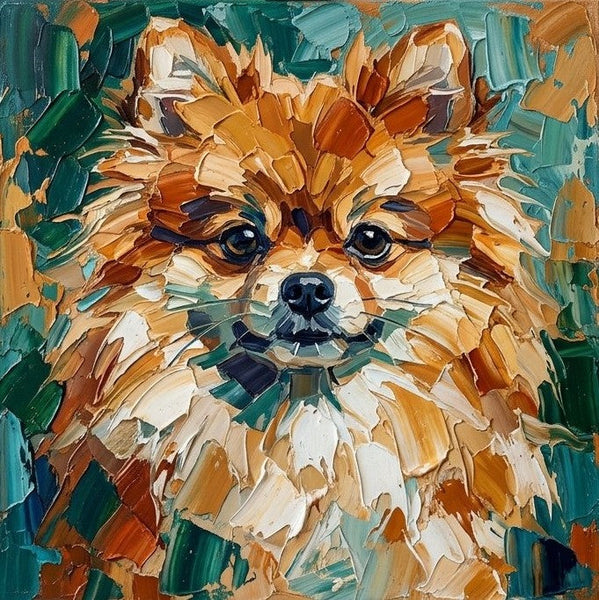 Pomeranian Dog Portrait, Abstract Pet Portrait Painting, Hand Painted Canvas Art, Original Acrylic Paintings, Impasto Artwork, Heavy Texture Painting, Small Art on Canvas-Art Painting Canvas
