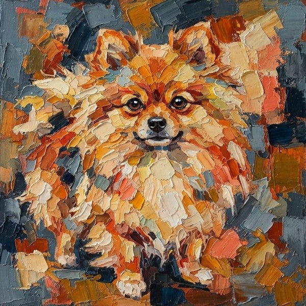 Hand Painted Canvas Art, Pomeranian Dog Portrait, Abstract Pet Portrait Painting, Original Acrylic Paintings, Impasto Artwork, Heavy Texture Painting, Small Art on Canvas-Art Painting Canvas