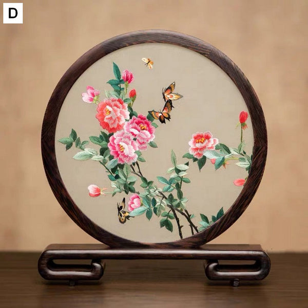 Unique Birthday Gift, Traditional Chinese Suzhou Embroidery Ornament, Exclusive Business Present Flower and Butterfly Embroidered Decor, Premium Souvenir-Art Painting Canvas